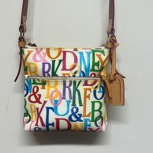 Dooney & Bourke Grafica Multicolor Letter Print Crossbody Bag vintage